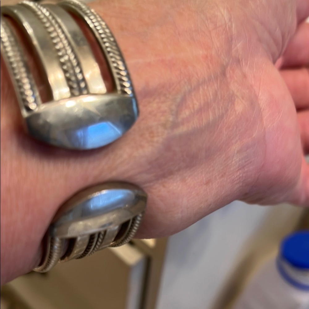 Vintage Brighton Cuff Silver Rectangular Watch Wi… - image 2